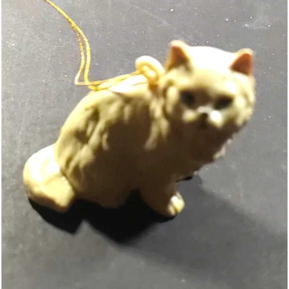 Vintage White Person Cat Plastic Christmas Ornament Blue Eyes - Picture 7 of 7